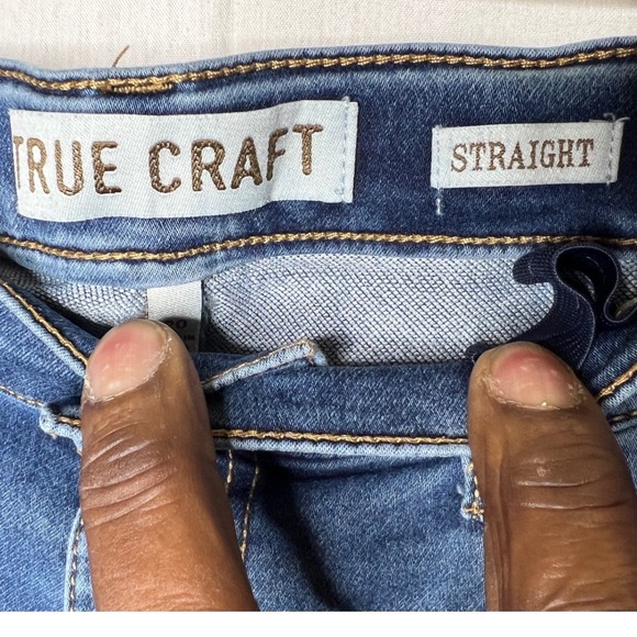 True Craft Kids Straight Leg Jeans, Med Wash Blue Denim, Sz 20, Adjustable Waist - Picture 3 of 7